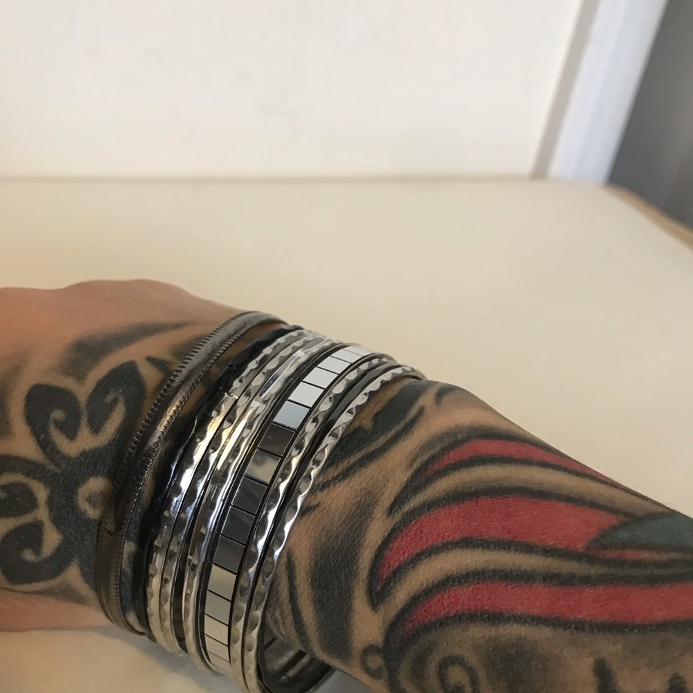 3 for 25.00 Set of Silver/ Black Bangles
